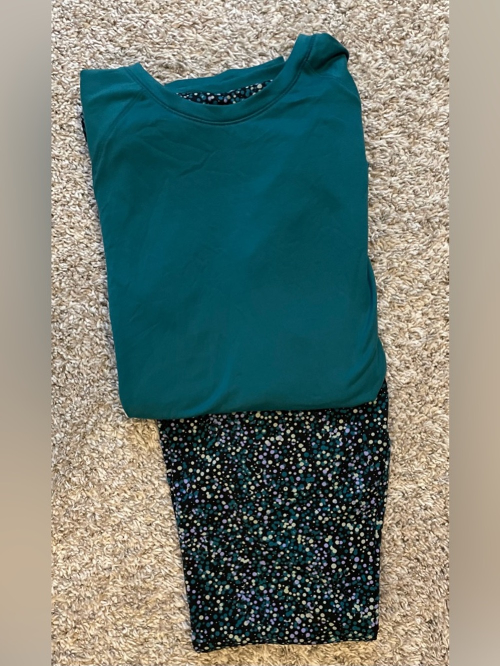 Women's Teal Two-Piece Pajama Set with Speckled Print